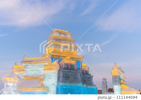 Harbin International Ice and Snow Sculpture Festival is an annual winter festival that takes place in Harbin, China. It is the world largest ice and snow festival. Harbin International Ice and Snow Sculpture Festival is an annual winter festival that takes place in Harbin, China. It is the world largest ice and snow festival. 111144094