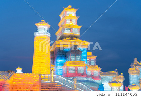 Harbin International Ice and Snow Sculpture Festival is an annual winter festival that takes place in Harbin, China. It is the world largest ice and snow festival. Harbin International Ice and Snow Sculpture Festival is an annual winter festival that takes place in Harbin, China. It is the world largest ice and snow festival. 111144095