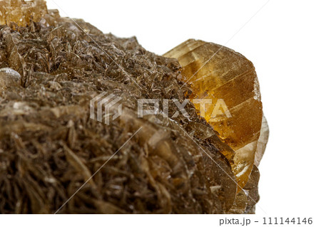Macro stone Apatite mineral on white background 111144146