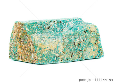 Macro of mineral stone amazonite on white background 111144194