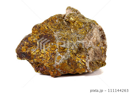 Macro stone Bornite mineral on white background 111144263