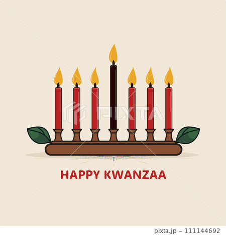 candle icon in flat style,A vibrant depiction of the lighting of the Kinara, with each candle representing one of the Seven Principles Nguzo Saba of Kwanzaa,Happy Kwanzaa celebration 111144692