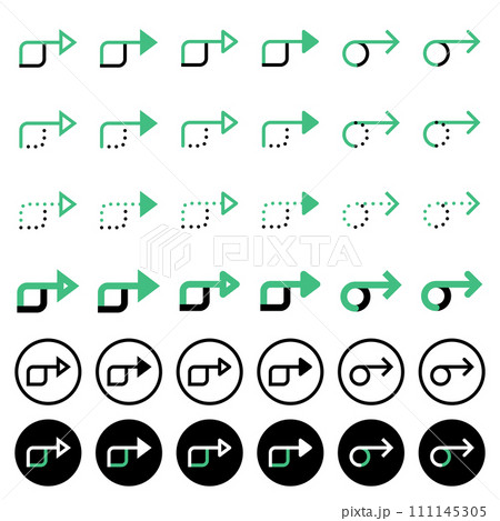 Various arrow icons related to directions. Various arrow icons related to directions. 111145305