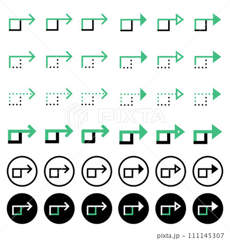 Various arrow icons related to directions. 111145307