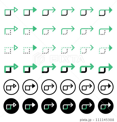 Various arrow icons related to directions. 111145308