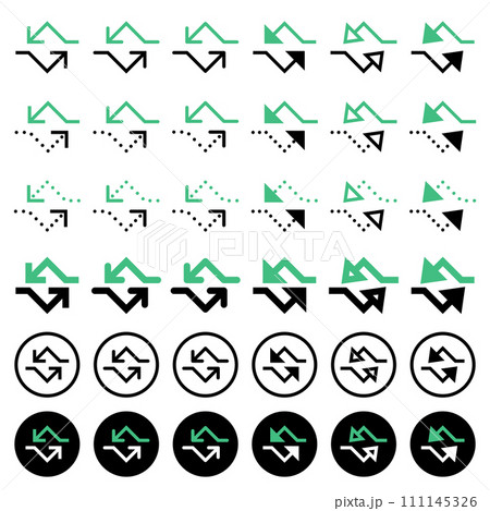 Various arrow icons related to directions. Various arrow icons related to directions. 111145326