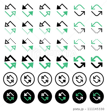 Various arrow icons related to directions. Various arrow icons related to directions. 111145330