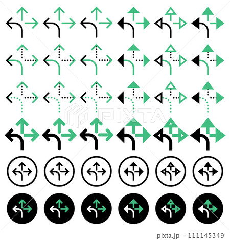 Various arrow icons related to directions. 111145349