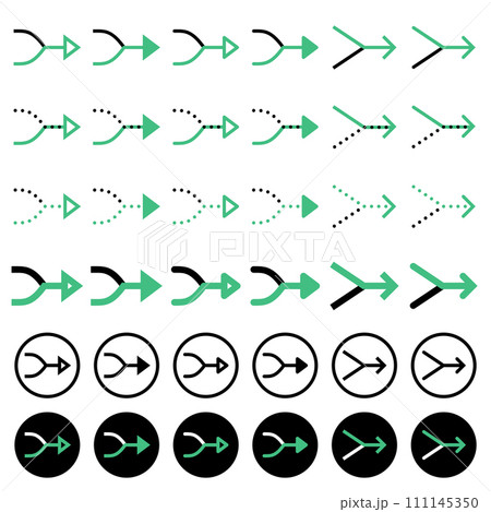 Various arrow icons related to directions. Various arrow icons related to directions. 111145350