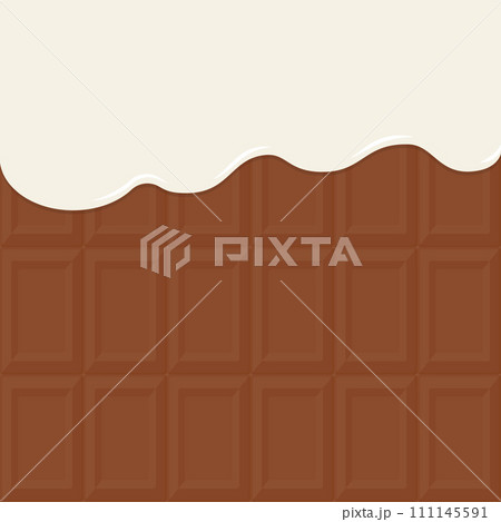 とろけるチョコレートと白いチョコソース - バレンタインデーやホワイトデーのデザイン素材 111145591