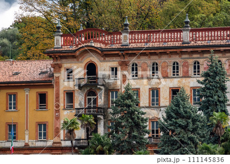 Ruin of an old hotel palace in Bellagio at lake Como 111145836