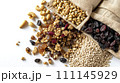 Culinary Safari Delight: Open Bag of Snacks - Granola Bars, Nuts, Dried Fruits, and Beef Jerky, Sublimation Clipart in PNG Format 111145929