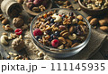 Wholesome Delight: Raw Organic Homemade Trail Mix with Nuts and Fruits, Culinary Symphony of Freshness and Flavor 111145935