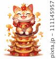 chinese new year with golden ornament 111145957
