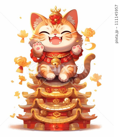 chinese new year with golden ornament 111145957