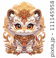 Aesthetic Harmony: Chinese New Year Golden Ornament Animal Zodiac, Cultural Celebration in Decorative Style 111145958
