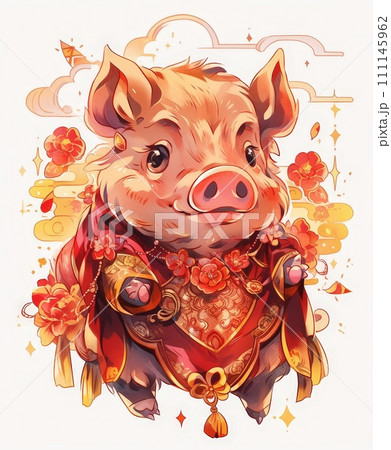 Cultural Extravaganza: Chinese New Year Celebration with Golden Ornament Animal Zodiac, Symbolic Decor 111145962