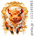 Celebrate Prosperity: Chinese New Year with Golden Ornament Animal Zodiac, Symbolic Decorative Festivities 111145965