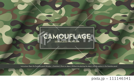 Seamless Camouflage Pattern. War Illustration. Traditional Military Texture. Army Modern Background 111146341