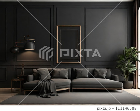 modern dark style interior design of living room 111146388