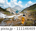 Girl hiking in the Austrian Mountains 111146409