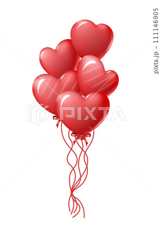 A bunch of red heart-shaped balloons isolated on a transparent background. Vector illustration A bunch of red heart-shaped balloons isolated on a transparent background. Vector illustration 111146905