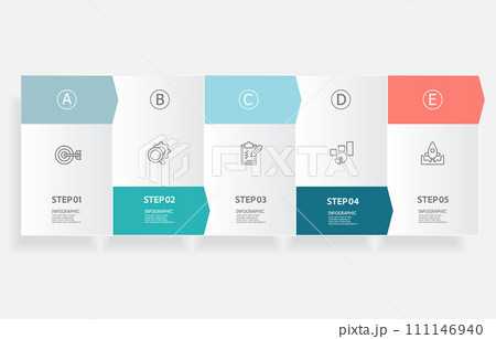 infographics timeline element business data visualization steps report layout template background with business line icon 5 steps infographics timeline element business data visualization steps report layout template background with business line icon 5 steps 111146940