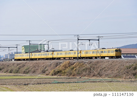 山陽本線 中庄ー庭瀬 JR西日本 115系 A17編成(下関) 山陽本線 中庄ー庭瀬 JR西日本 115系 A17編成(下関) 111147130