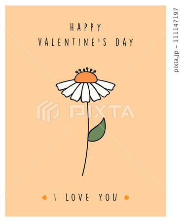 minimalistic valentines day greeting card with flower vector illustration minimalistic valentines day greeting card with flower vector illustration 111147197