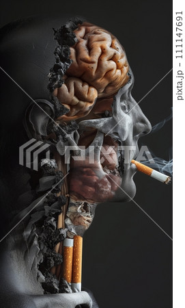 AI-generated content. Creative Concept of Cigarettes Affecting Human Lungs 111147691