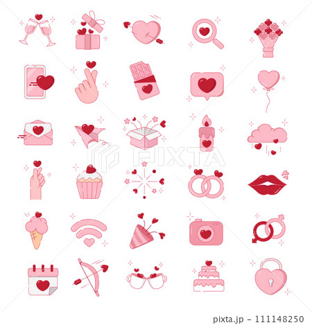 Valentine icon set. Happy valentine day related icon in white background. vector illustration Valentine icon set. Happy valentine day related icon in white background. vector illustration 111148250