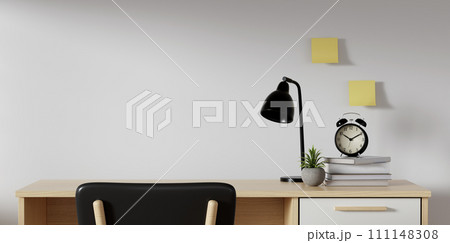 Creative workspace. Home office wood desk workspace. supplies on office workplace. Modern interior design concept. 3d rendering. Creative workspace. Home office wood desk workspace. supplies on office workplace. Modern interior design concept. 3d rendering. 111148308