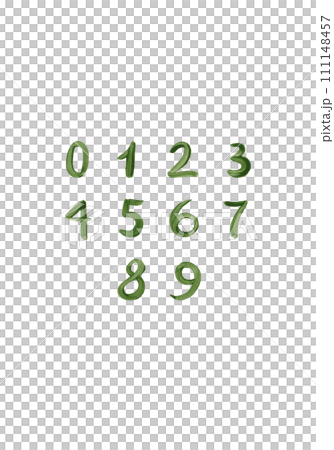 Acrylic handwritten green numbers, calligraphy Acrylic handwritten green numbers, calligraphy 111148457