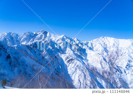 【雪山素材】冬の小遠見山から見た風景【長野県】 【雪山素材】冬の小遠見山から見た風景【長野県】 111148846