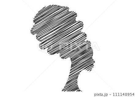 Portrait African woman in ethnic turban in scribble drawing style, hand draw black woman logo silhouette. Beauty, Hairstyle, Salon concept, vector isolated on white background Portrait African woman in ethnic turban in scribble drawing style, hand draw black woman logo silhouette. Beauty, Hairstyle, Salon concept, vector isolated on white background 111148954