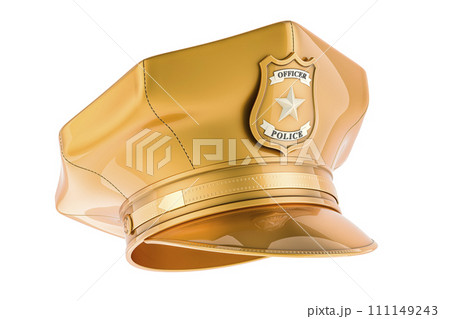 Golden Police Hat, 3D rendering 111149243