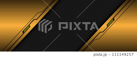Abstract gold metallic black line circuit cyber grey hexagon mesh pattern design modern futuristic technology creative background vector 111149257