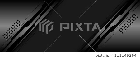 Abstract grey metallic black line circuit cyber with geometric blank space design modern futuristic technology creative background vector 111149264