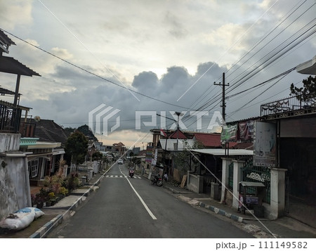 Twilight atmosphere on a beautiful village street in the afternoon 111149582