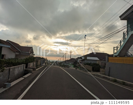 Twilight atmosphere on a beautiful village street in the afternoon 111149595