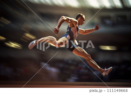 AI-generated content. Athlete Mid-Flight in Long Jump 111149668