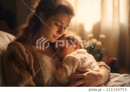赤ちゃんを抱っこするママ3　AI生成画像 111150753