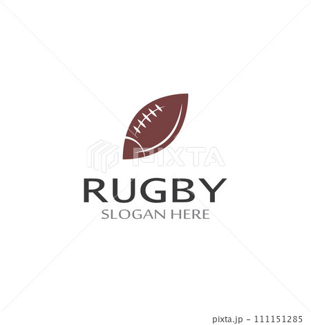 Rugby ball logo. Using a vector illustration template design concept. Can be used for sports logos and a team logo Rugby ball logo. Using a vector illustration template design concept. Can be used for sports logos and a team logo 111151285