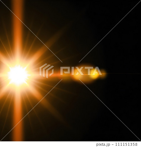 Lens flare isolated on black background. Generative AI. Lens flare isolated on black background. Generative AI. 111151358