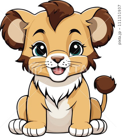 Gorgeous and lovely cute lion cub cartoon vector 111151937
