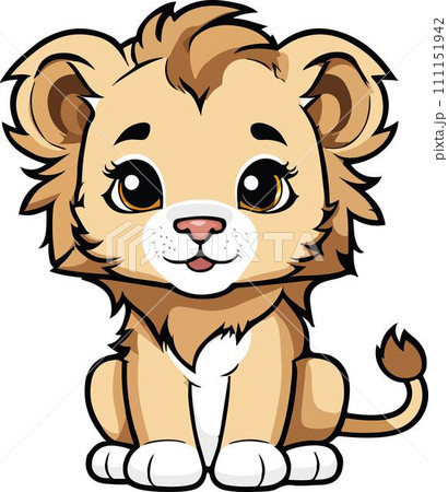 Beautiful and lovely cute lion cub cartoon vector 111151942