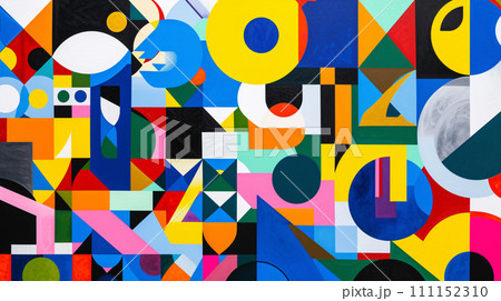 カラフルな幾何学模様が描く抽象アート背景のイラスト素材 [111152310