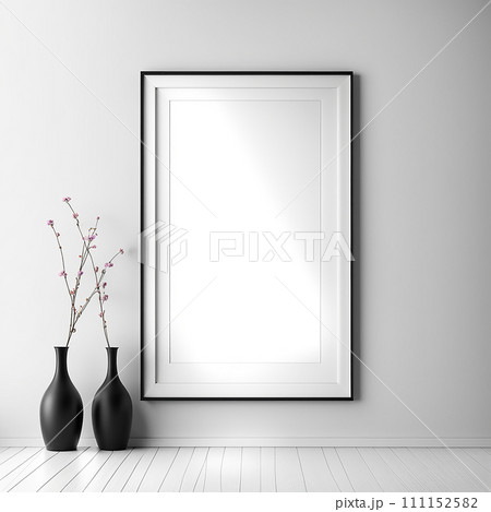 Blank frame mockup on wall in the room. frame mockup design for advertisement, frame presentation.AI-generated item 111152582