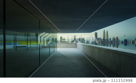 3D rendering contemporary square shape design modern Architecture building exterior 111152998