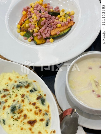 fish soup with vegetables 111153598